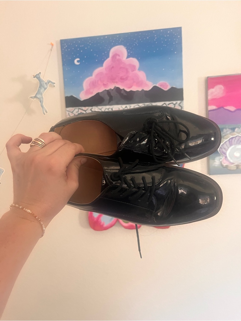 Classic Black Patent Lace-Up Oxford Shoes